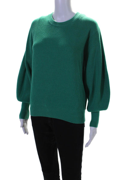 Kitri Womens Long Sleeve Crew Neck Ribbed Knit Sweater Green Size UK Medium