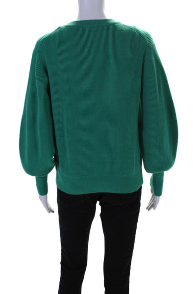 Kitri Womens Long Sleeve Crew Neck Ribbed Knit Sweater Green Size UK Medium