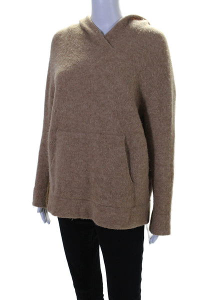 Vince Womens 3/4 Sleeve Pocket Front Hoodie Sweater Brown Size Medium