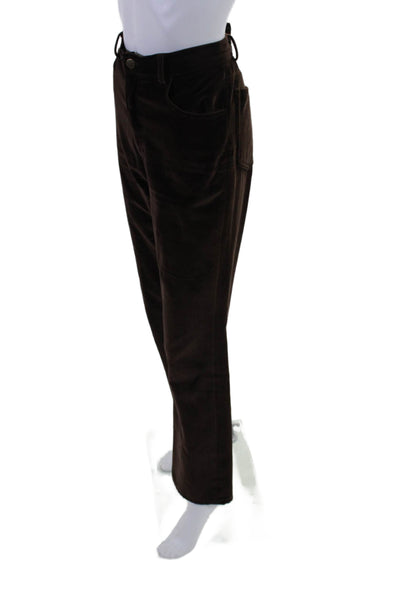 Ralph Lauren Collection Womens Cotton Velvet Brown Straight Leg Pants Size 6