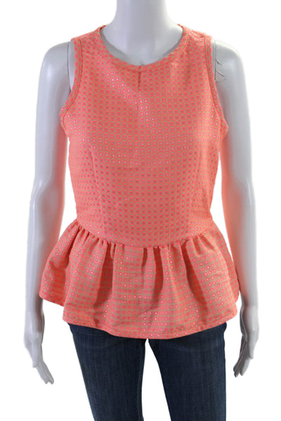 MSGM Womens Sleeveless Round Neck Zip Peplum Sparkly Top Pink Size EUR 40