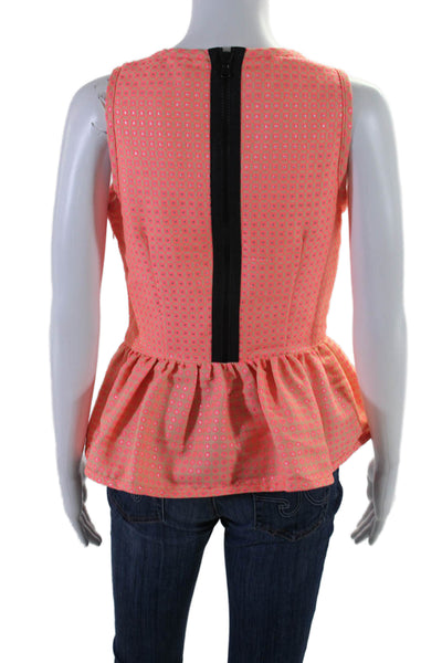 MSGM Womens Sleeveless Round Neck Zip Peplum Sparkly Top Pink Size EUR 40