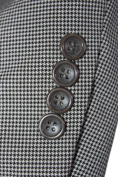 Caravelli Mens Houndstooth Three Button Notch Collar Suit Jacket Black Size 40R