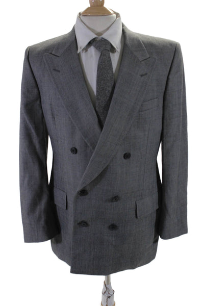 Christian Dior Mens Peak Collar Double Breasted Suit Jacket Gray Size 42R