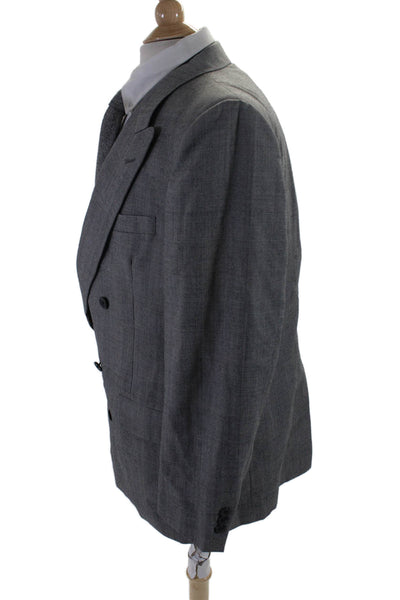 Christian Dior Mens Peak Collar Double Breasted Suit Jacket Gray Size 42R