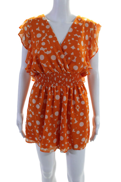 Slate & Willow Womens Orange Floral Ruched Romper Orange Size 10 15089315