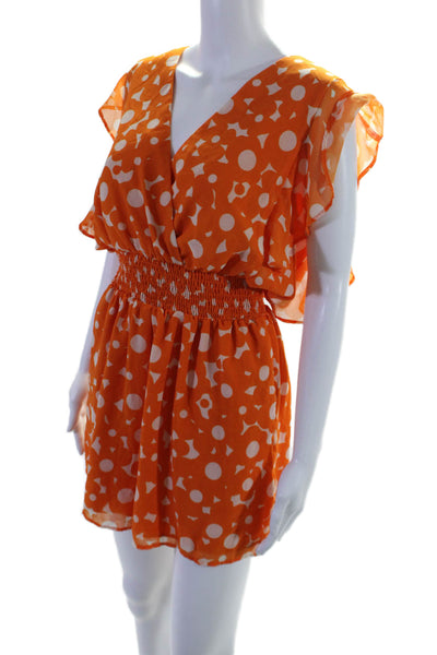 Slate & Willow Womens Orange Floral Ruched Romper Orange Size 10 15089315