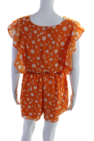 Slate & Willow Womens Orange Floral Ruched Romper Orange Size 10 15089315