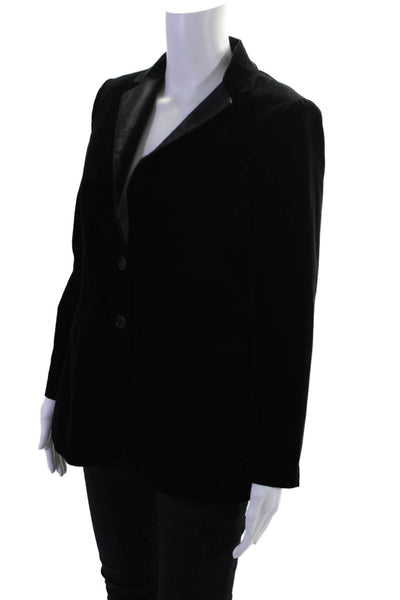 Theory Women Cotton Velvet Notch Collar Button Up Blazer Jacket Black Size 6