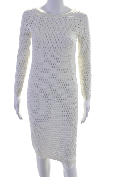 Tom Ford Womens White Cut Put Crew Neck Long Sleeve Bodycon Dress Size L