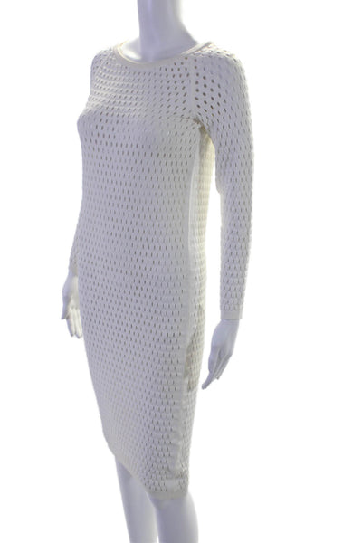 Tom Ford Womens White Cut Put Crew Neck Long Sleeve Bodycon Dress Size L