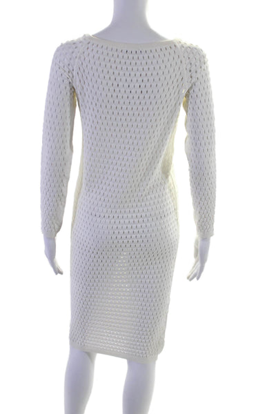 Tom Ford Womens White Cut Put Crew Neck Long Sleeve Bodycon Dress Size L