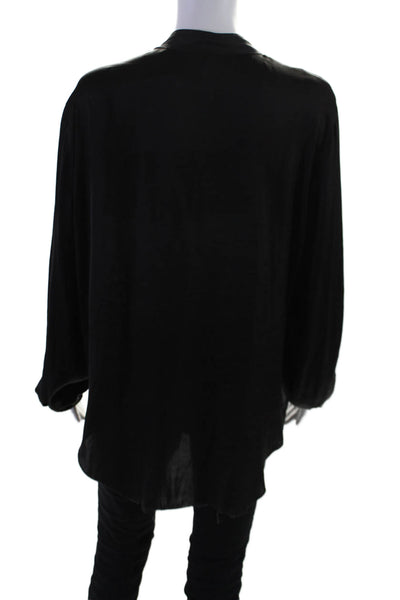 Raquel Allegra Womens Black V-neck Long Sleeve Blouse Top Size 3