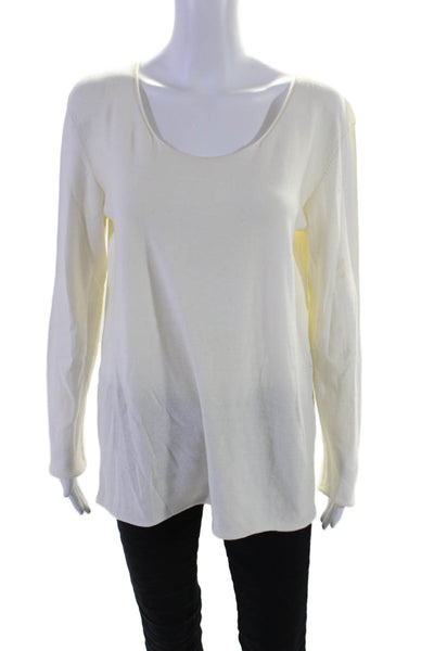 The Row Womens Cream Scoop Neck Long Sleeve Sweater Top Size M