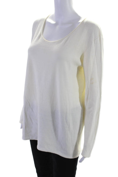 The Row Womens Cream Scoop Neck Long Sleeve Sweater Top Size M