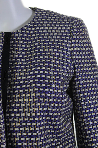 J Crew Women's Round Neck Long Sleeves Hook Closure Jacket Purple Size 0