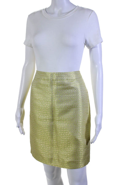 J Crew Women's Hook Closure Line Slit Hem A-Line Mini Skirt Yellow Size 2