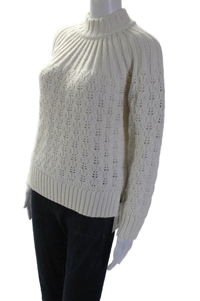 Madewell Womens Long Sleeve Mock Neck Crochet Knit Sweater White Size XS