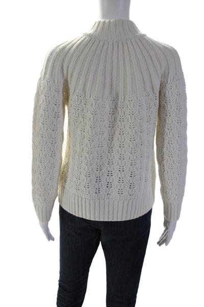 Madewell Womens Long Sleeve Mock Neck Crochet Knit Sweater White Size XS