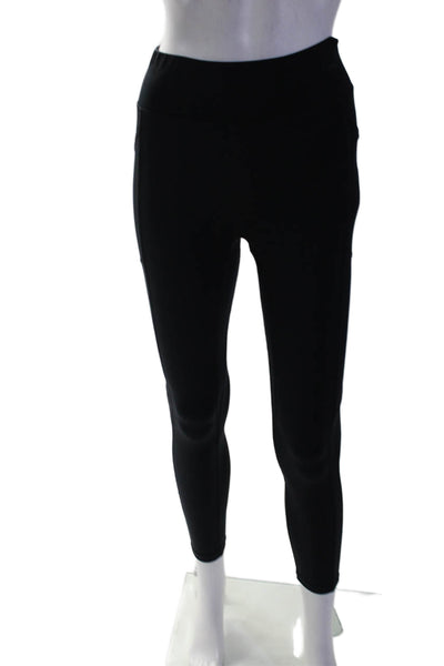 All Access Womens Elastic Waistband High Rise Ankle Leggings Black Size XS