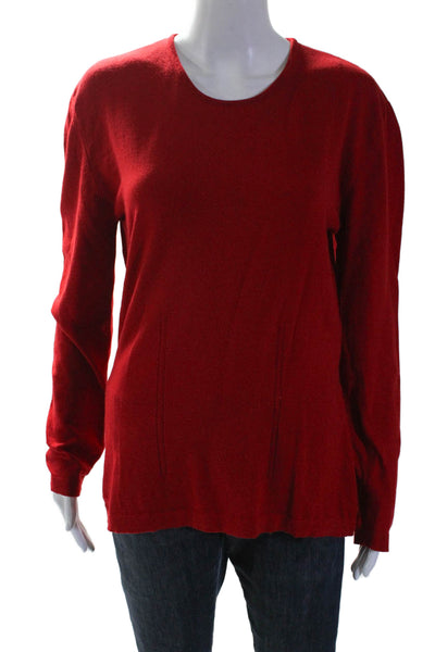 Escada Elements Women's Round Neck Long Sleeves Pullover Sweater Red Size 42