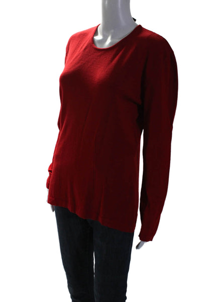 Escada Elements Women's Round Neck Long Sleeves Pullover Sweater Red Size 42