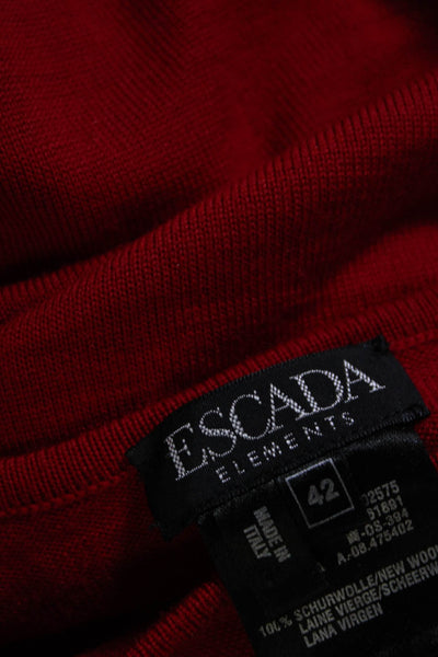 Escada Elements Women's Round Neck Long Sleeves Pullover Sweater Red Size 42