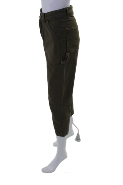 Marine Layer Womens Cotton High Rise Straight Leg Carpenter Pants Green Size 2