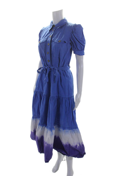 Derek Lam Collective Womens Blue Dip Dye Midi Dress Blue Size 6 15832245