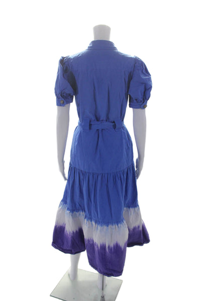 Derek Lam Collective Womens Blue Dip Dye Midi Dress Blue Size 6 15832245