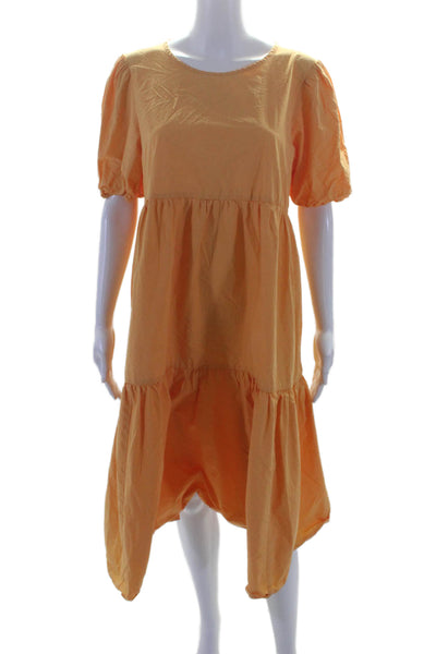 Peter Som Collective Womens Marigold Tiered Midi Dress Orange Size 4 15247318
