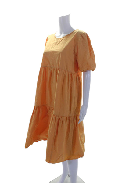 Peter Som Collective Womens Marigold Tiered Midi Dress Orange Size 4 15247318