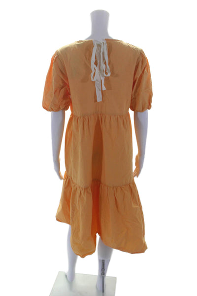 Peter Som Collective Womens Marigold Tiered Midi Dress Orange Size 8 15230892