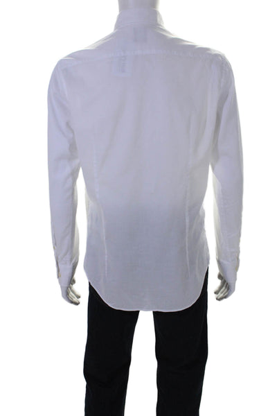 Armani Collezioni Mens Button Up Long Sleeve Collared Dress Shirt White Size 16