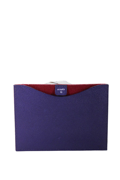 Hermes Womens Vaux Epson Felt Back Flat Pouch Passport Case Purple Red