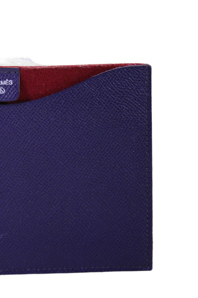 Hermes Womens Vaux Epson Felt Back Flat Pouch Passport Case Purple Red