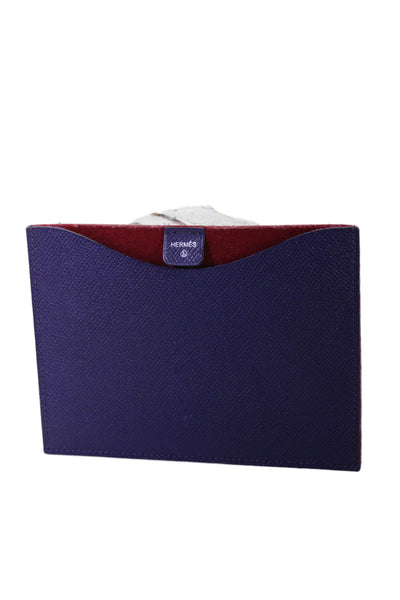 Hermes Womens Vaux Epson Felt Back Flat Pouch Passport Case Purple Red