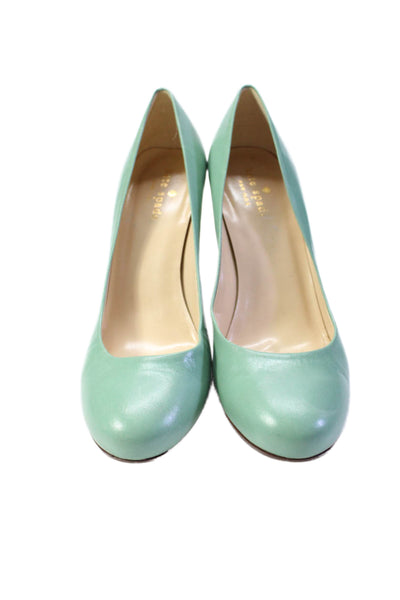 Kate Spade New York Womens Leather Round Toe Slip On Heels Pumps Green Size 7B