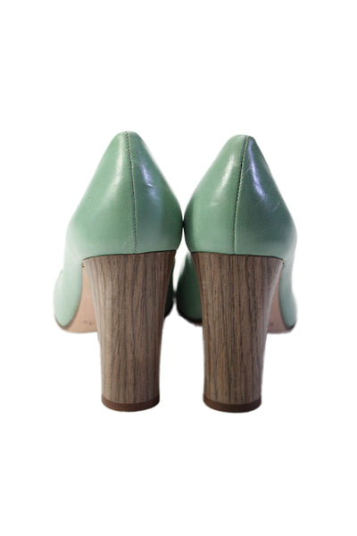 Kate Spade New York Womens Leather Round Toe Slip On Heels Pumps Green Size 7B