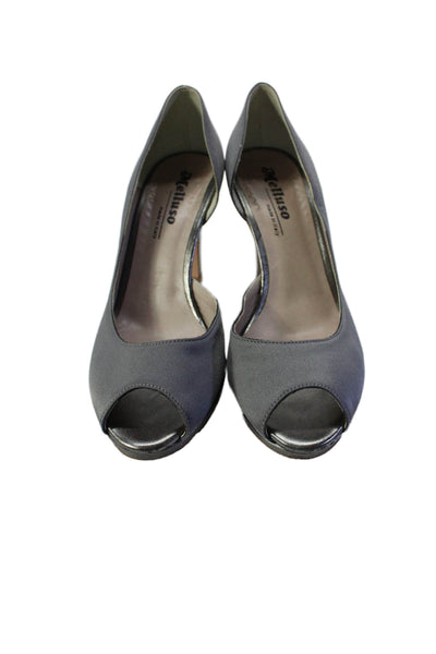 Melluso Womens Leather Lined Open Toe Slip On Heels Pumps Gray Size 37 7