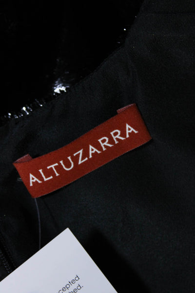 Altuzarra Womens Shiny Round Neck Short Sleeve Zip Up Maxi Dress Black Size 38
