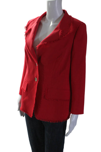 Escada Women's Collared Long Sleeves Two Button Unlined Blazer Red Size 42