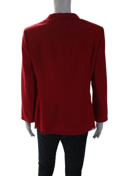 Escada Women's Collared Long Sleeves Two Button Unlined Blazer Red Size 42