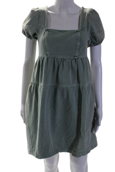 Louna Womens Green Denim Mini Dress Green Size 6 15589582