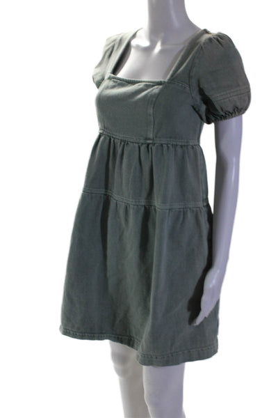 Louna Womens Green Denim Mini Dress Green Size 6 15589582