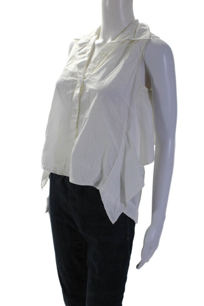 Peter Som Collective Womens White Sleeveless Collared Blouse White Size 2 138167