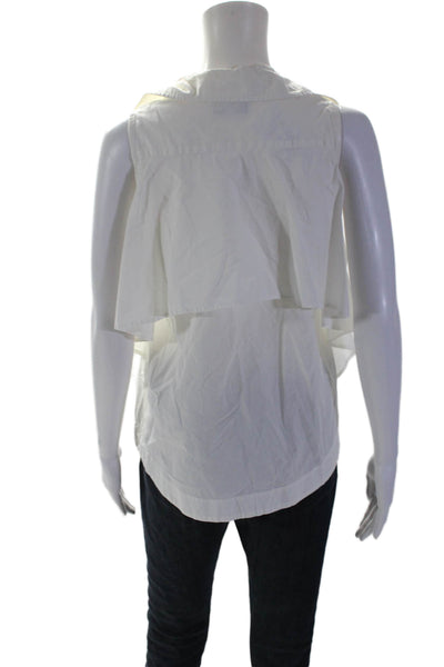 Peter Som Collective Womens White Sleeveless Collared Blouse White Size 2 138167