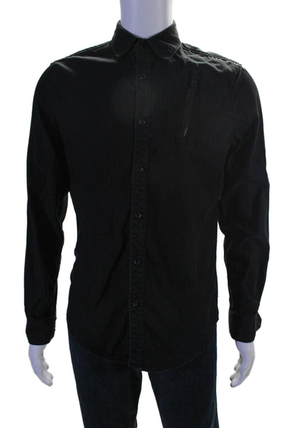 G Star Raw Mens Cotton Collared Long Sleeve Button Up Shirt Black Size M