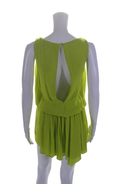 Alice + Olivia Women's Round Neck Sleeveless Drop Waist Mini Dress Green Size XS