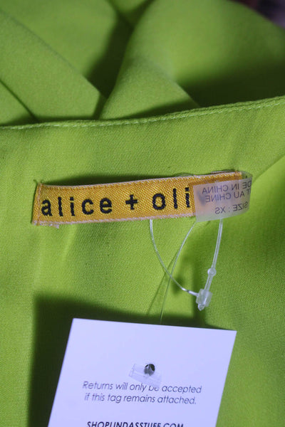 Alice + Olivia Women's Round Neck Sleeveless Drop Waist Mini Dress Green Size XS